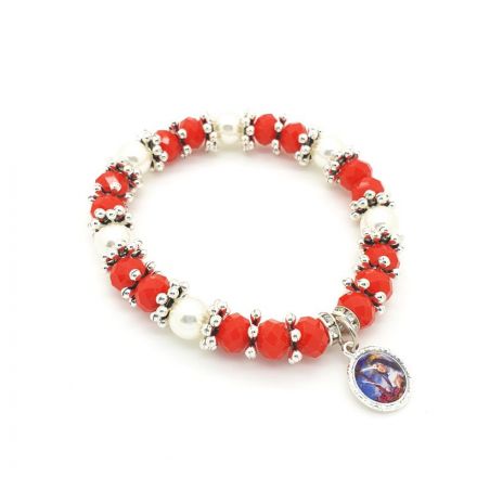 Bracelet perles rouges et strass