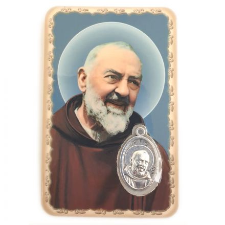 Carte avec médaille Saint Padre Pio