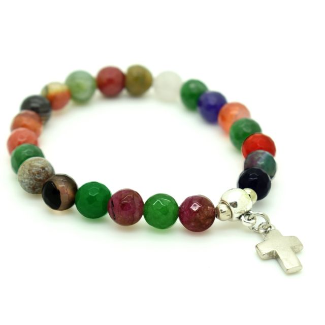 Bracelet en perles d'agate multicolore