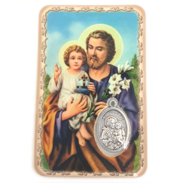 Carte avec médaille Saint Joseph