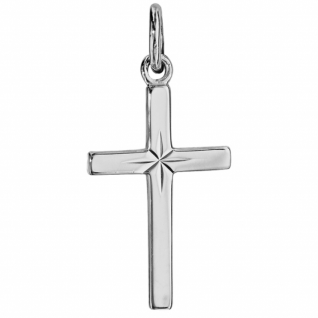 Pendentif argent Croix diamanté étoile