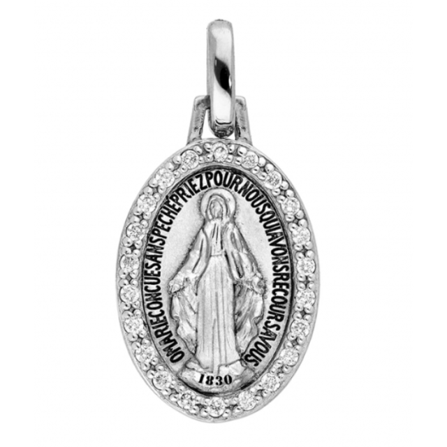 Pendentif Vierge Miraculeuse en argent rhodié