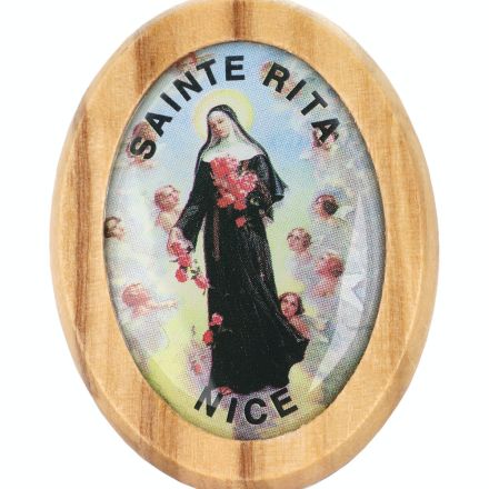 Magnet Sainte Rita en bois d'olivier