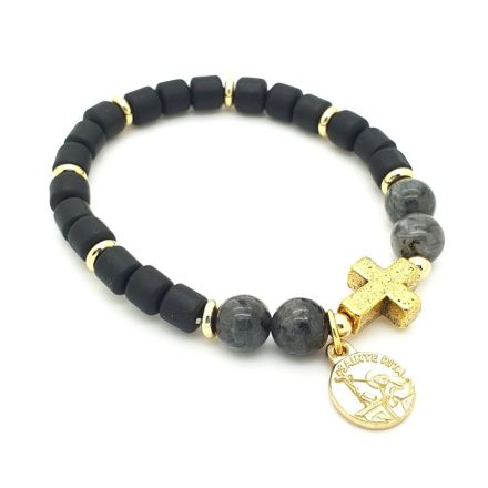 Bracelet avec croix et médaille de Sainte Rita