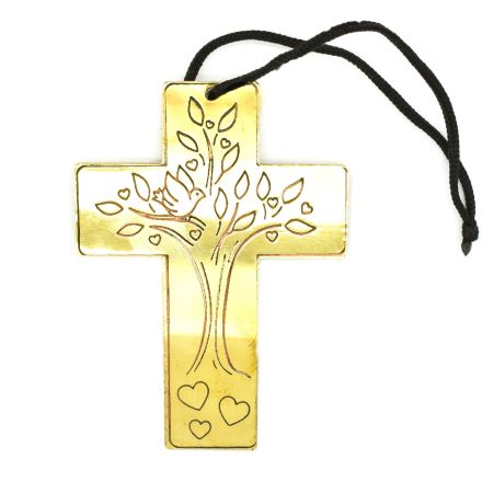 Croix en laiton arbre de vie