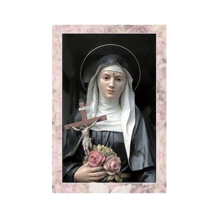 Image Sainte Rita avec crucifix et roses