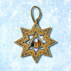 Nativité forme étoile en bois diam. 8 cm