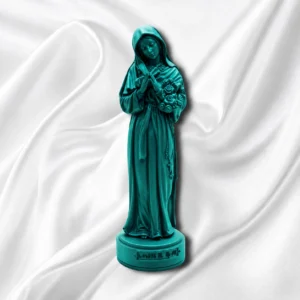 Statue en Albâtre Ste Rita 17 cm / Col: Bleu pétrole