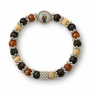 Bracelet s/ élastique grains bois a personnaliser