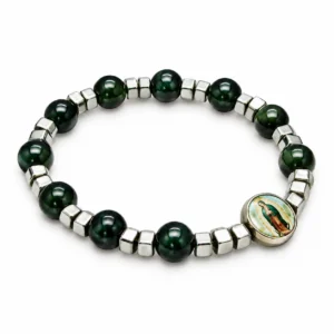 Bracelet élastique Dizainier en hématite 8 mm & résine