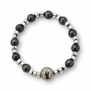 Bracelet élastique Dizainier en hématite 8 mm & résine