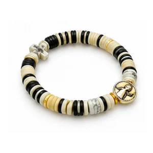Bracelet Sainte Rita, multicolore avec médaille résine