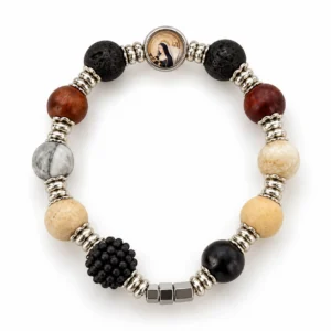 Bracelet Sainte Rita, multicolore gros grains (10mm). Médaille de Sainte Rita en résine