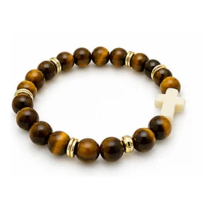 Bracelet élastique en pierre 8 mm /Col: oeil de tigre