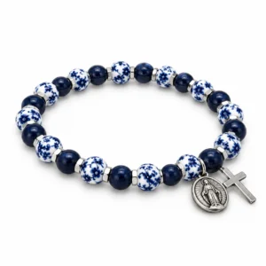 Bracelet en grains porcelaine 8 mm Col: bleu foncé & lapis lazuli