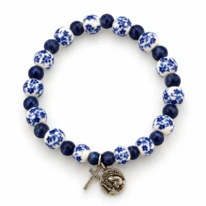 Bracelet en grains porcelaine 8 mm Col: bleu foncé & lapis lazuli