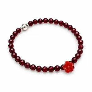 Bracelet  col:rouge =rose+croix & médaille ste rita